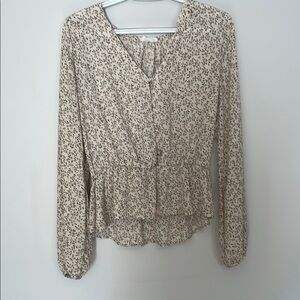 Sienna Sky Cream and Brown Patterned Blouse